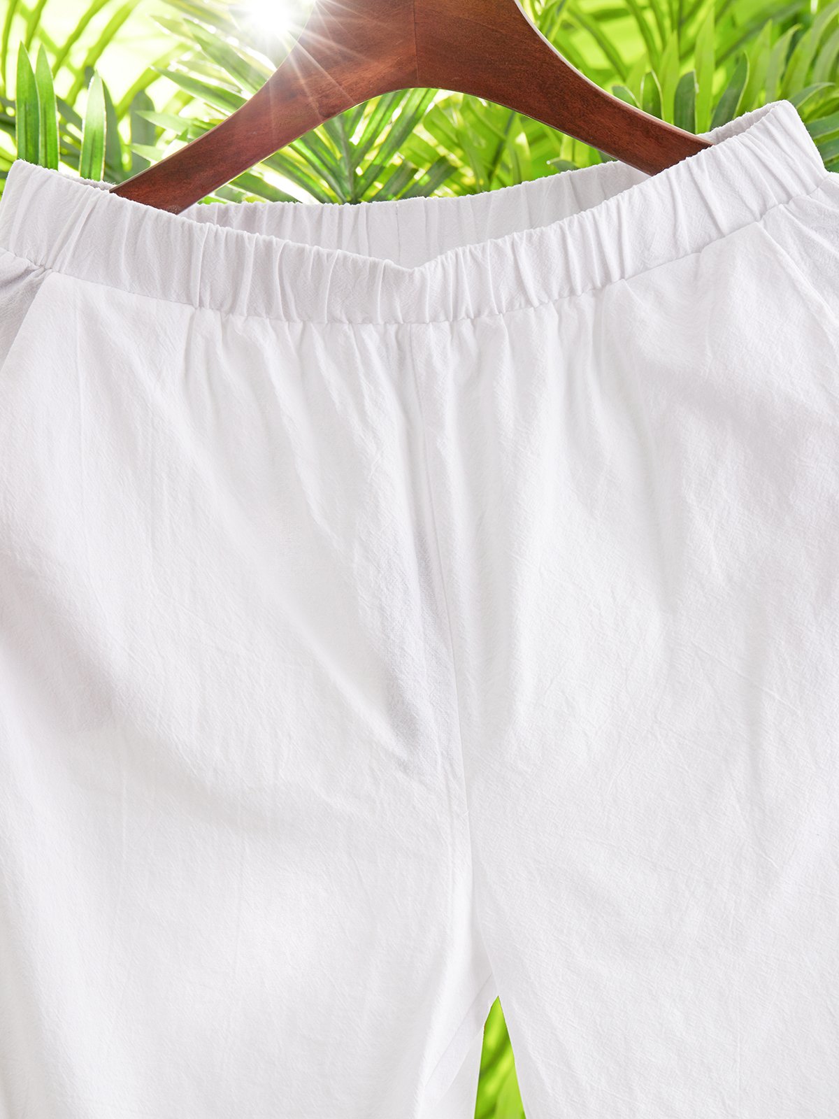 Weit Baumwolle Unifarben Freizeithose