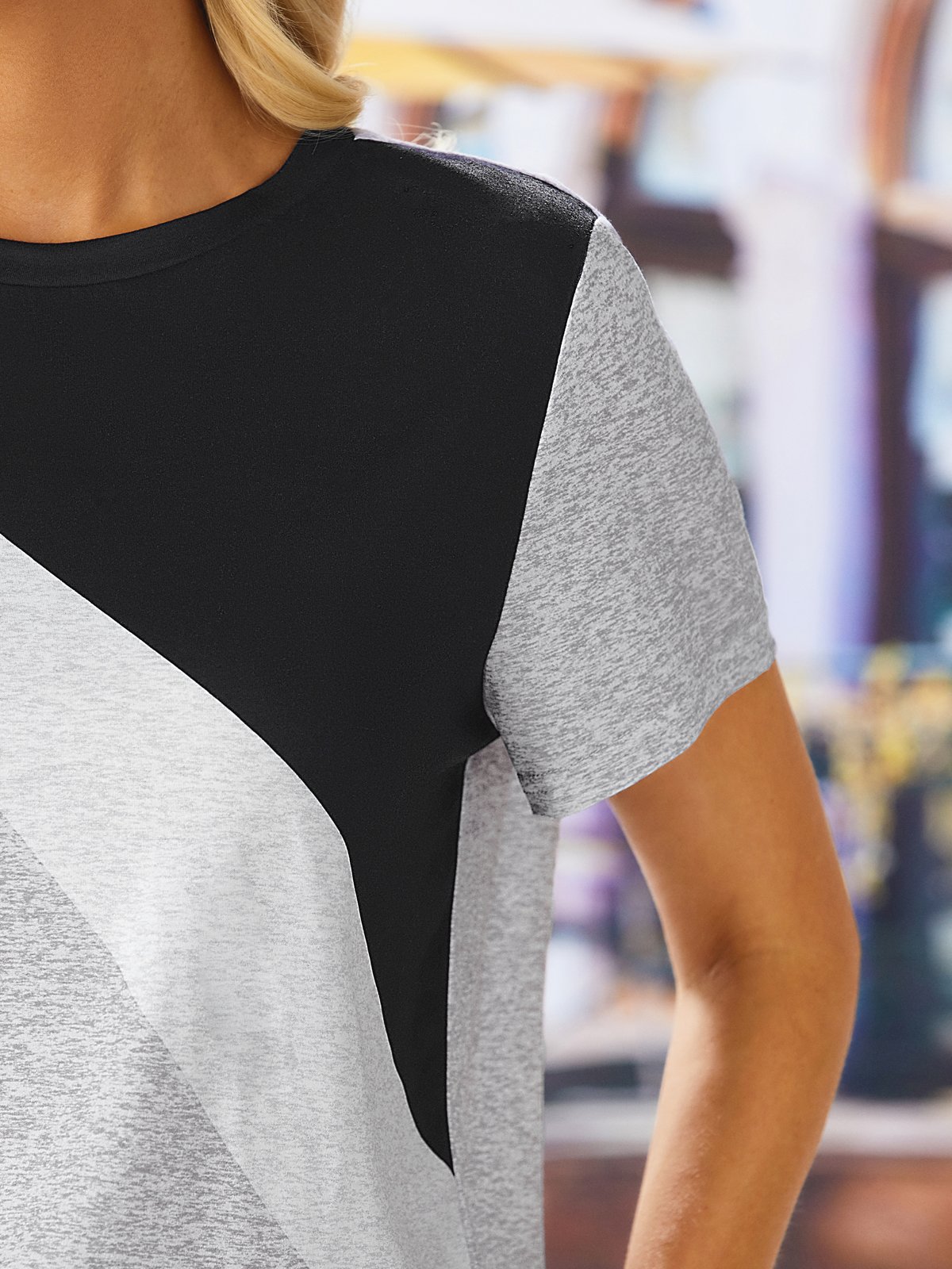 Jersey Lässig Gestreift T-Shirt