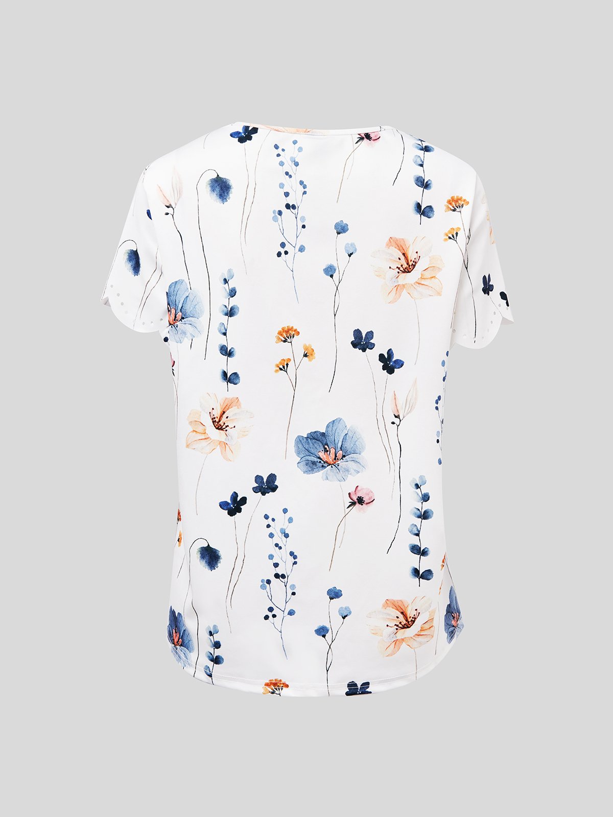 Lässige V-Ausschnitt Bluse Freizeitbluse mit Blumenprint