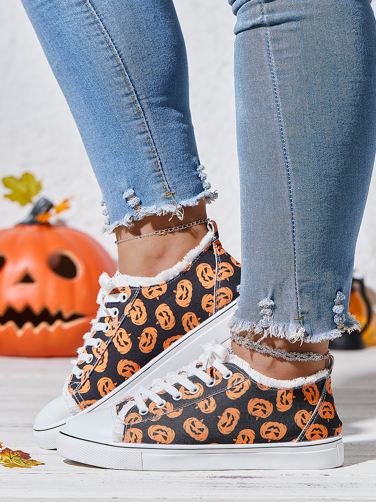 Halloween Kürbismuster Segeltuch Schuhe