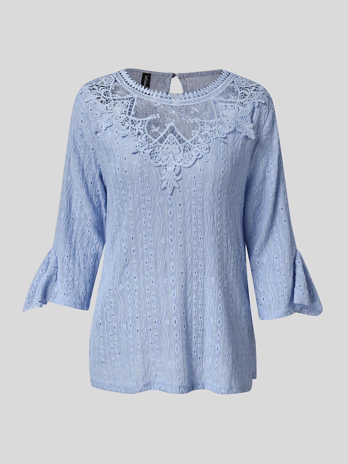 Rundhals Spitze Lässig Bluse