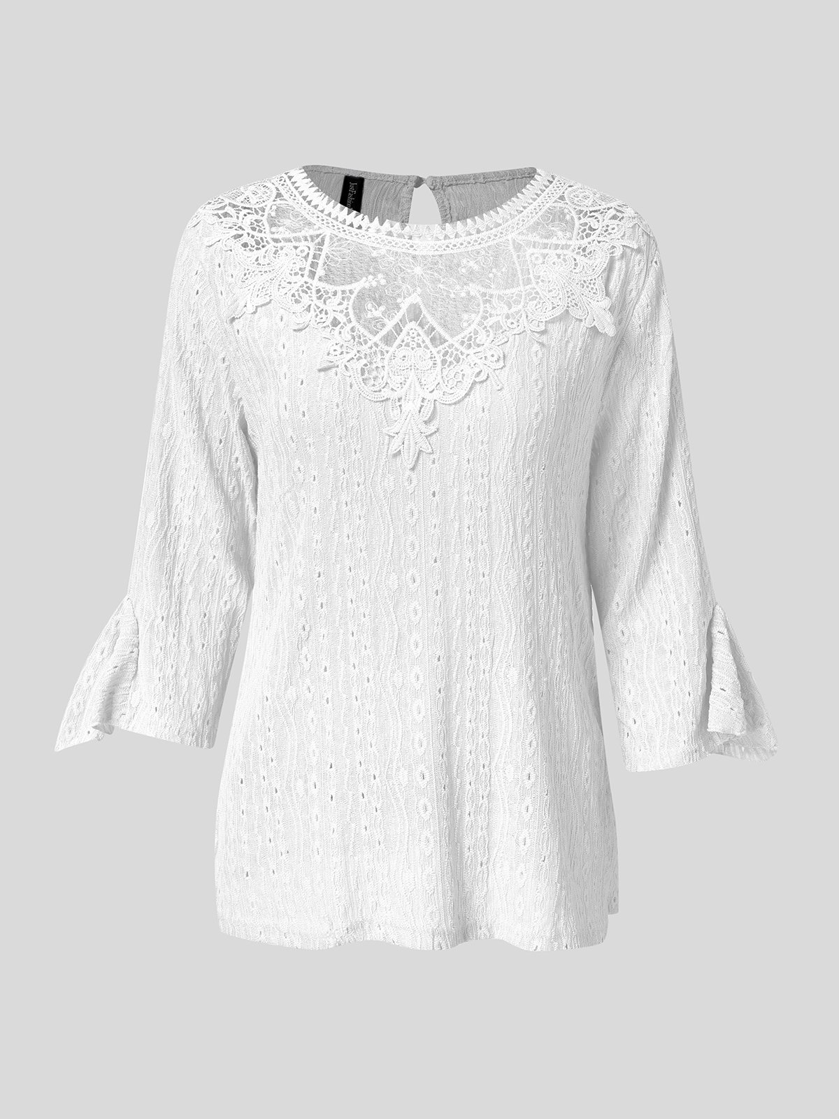 Rundhals Spitze Lässig Bluse