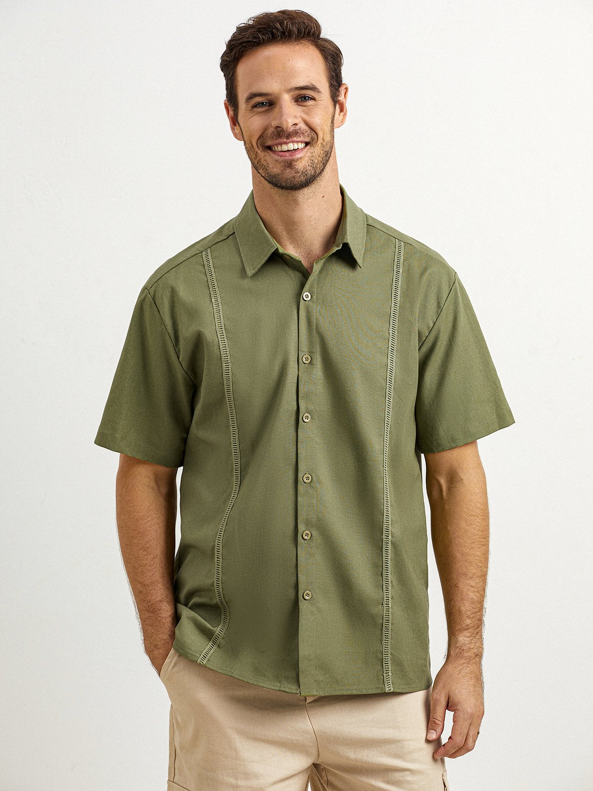 Hardaddy® Baumwolle Band Guayabera Bluse