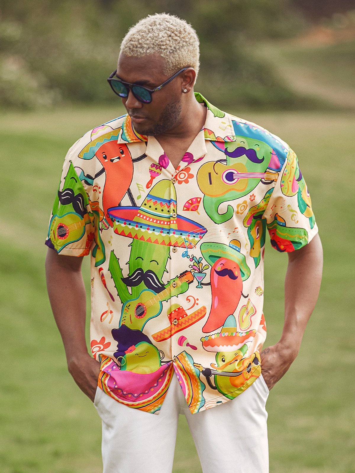 Mexikaner Kultur Kaktus Chili Pfeffer Kurzarm Aloha Bluse