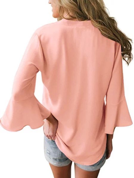 Damen Bluse 3/4 Ärmel mit V-Ausschnitt