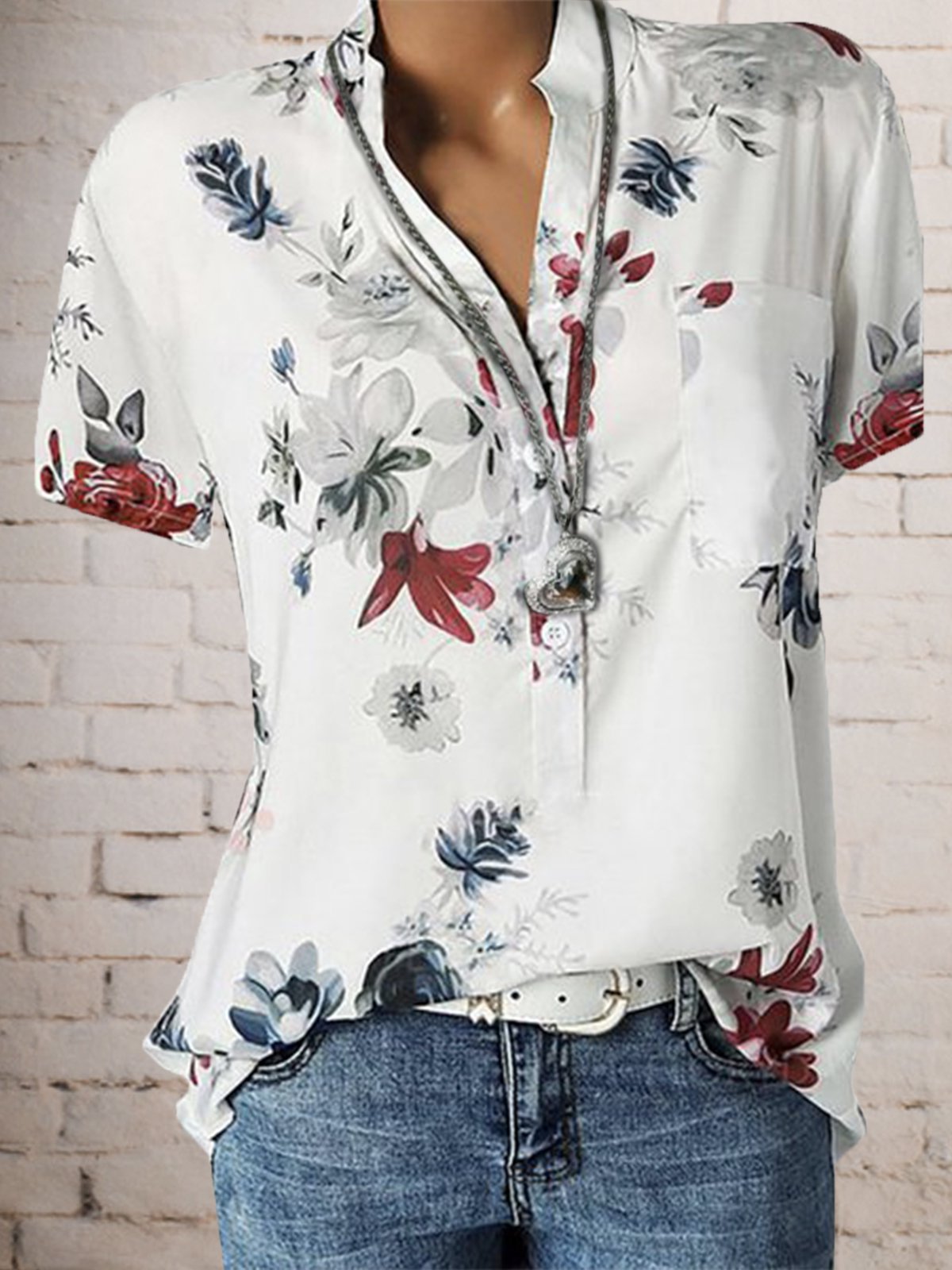 Modetalente Blumen Blusen Damen Sommer Lässige T-shirts