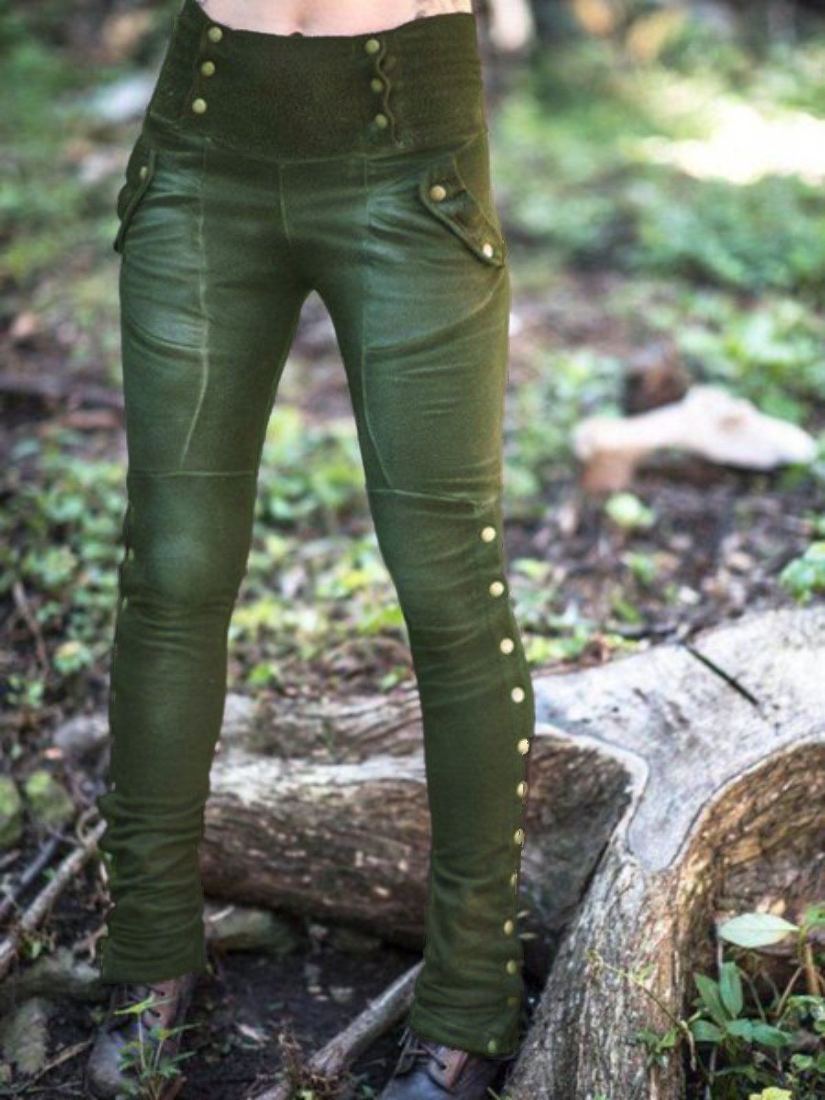 Lässige Einfarbige Leggings damen Baumwolle mit Taschen