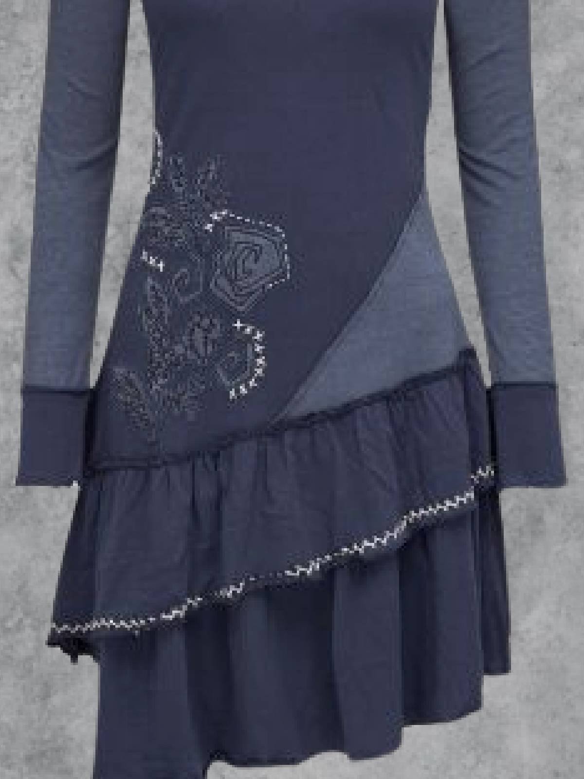 Rundhals Lässig Kleider Vintage Baumwollgemisch Kleider
