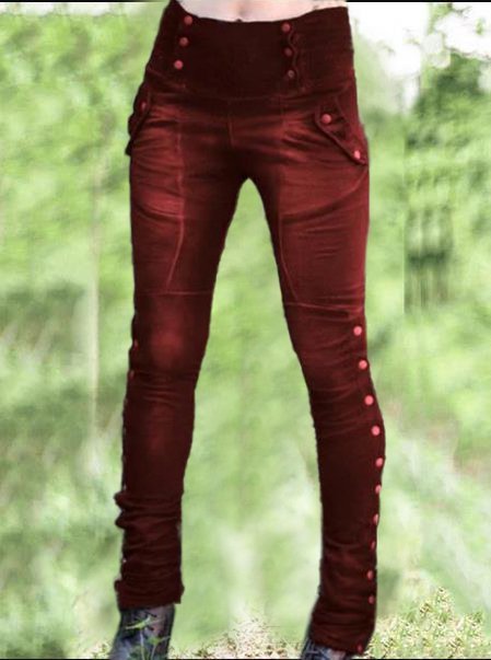 Lässige Einfarbige Leggings damen Baumwolle mit Taschen