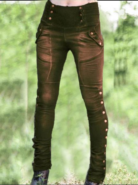 Lässige Einfarbige Leggings damen Baumwolle mit Taschen
