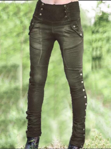 Lässige Einfarbige Leggings damen Baumwolle mit Taschen
