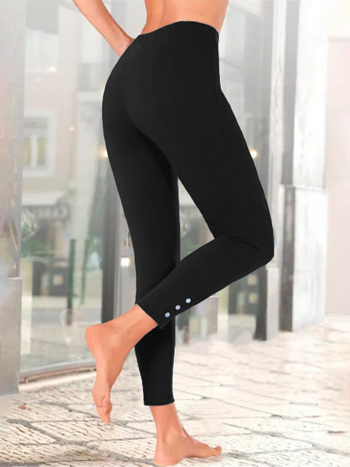 Unifarben Lässig Leggings Elastische Sporthose 