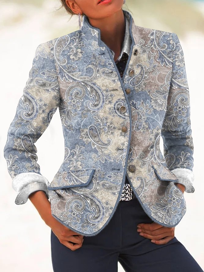 Regelmäßige Passform Paisley Böhmisch Blazer