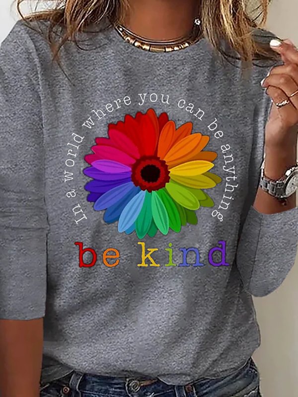 Sonnenblume Rundhals Weit T-Bluse
