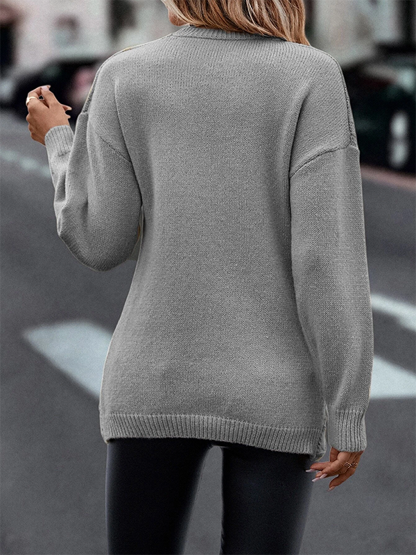 Unifarben Weit Lässig Pullover
