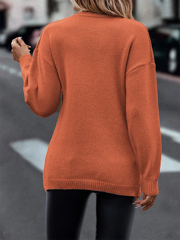 Unifarben Weit Lässig Pullover