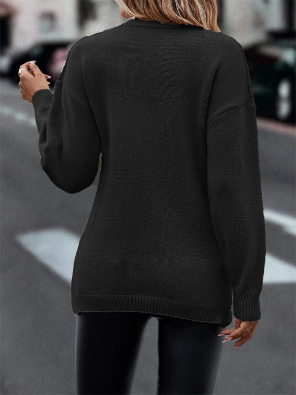 Unifarben Weit Lässig Pullover