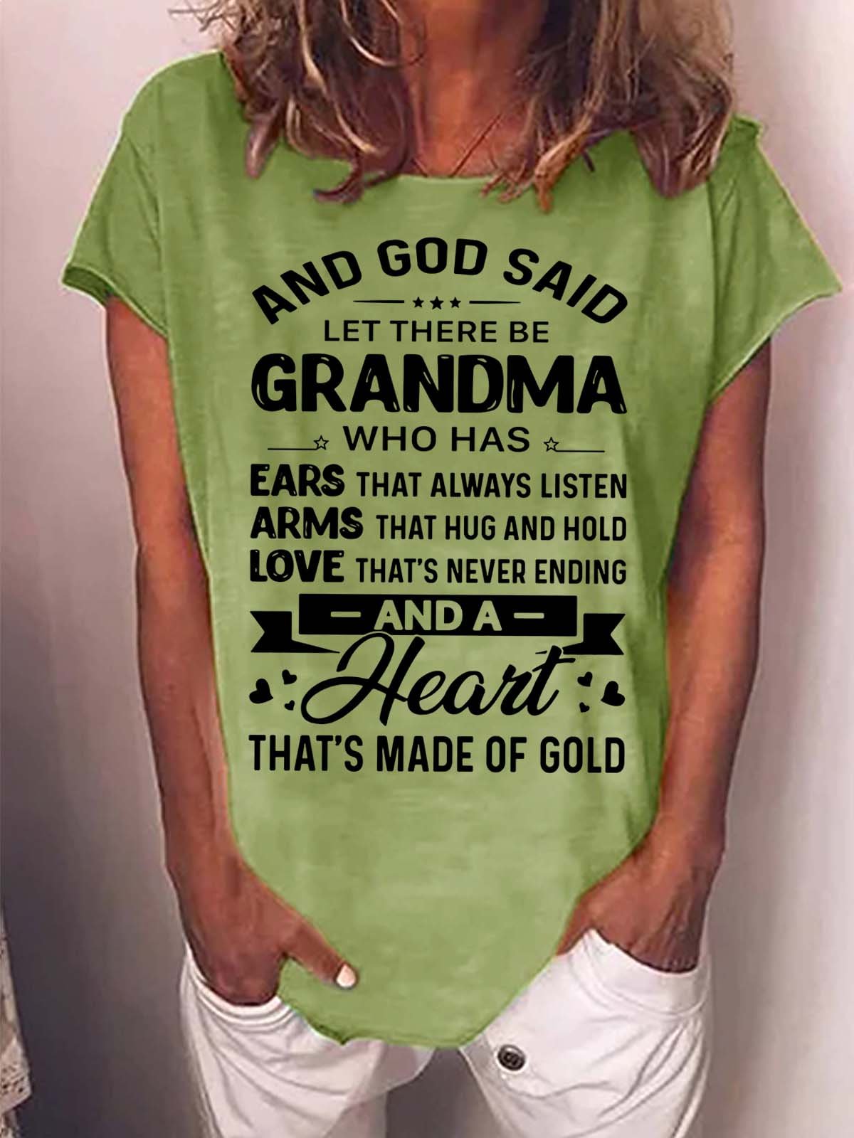 Damen Gott genannt Lassen Dort Sein Oma Wer hat Ohren Das immer HÖREN Rundhals Lässig T-Shirt