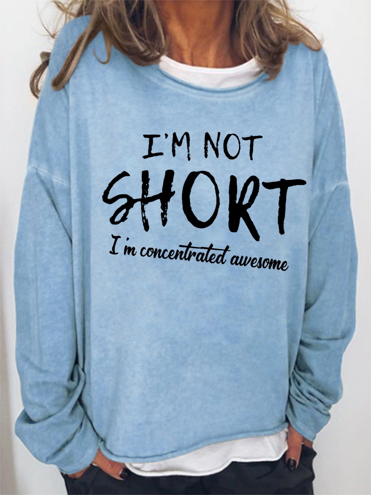 Damen Lustig I'm Nicht Kurz I'm Konzentriert GENIAL  Einfach Textbriefe Sweatshirt