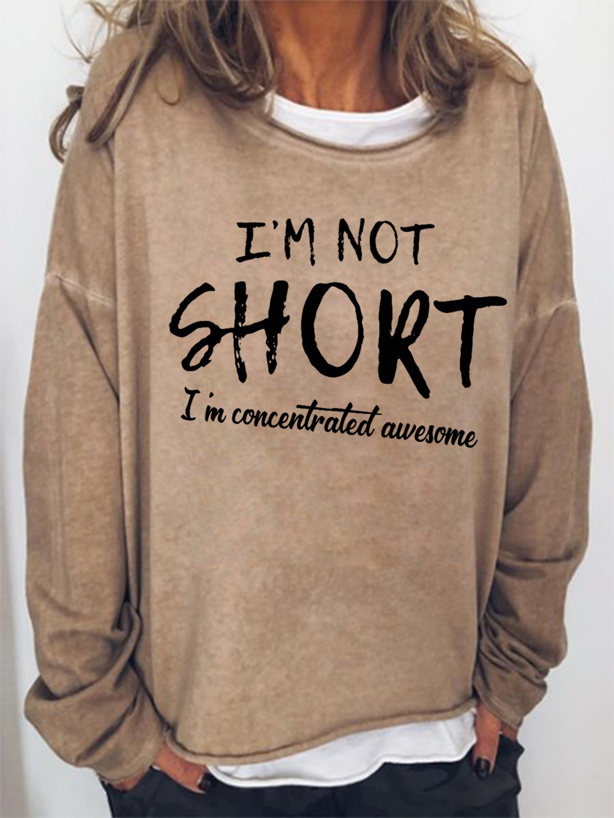 Damen Lustig I'm Nicht Kurz I'm Konzentriert GENIAL  Einfach Textbriefe Sweatshirt