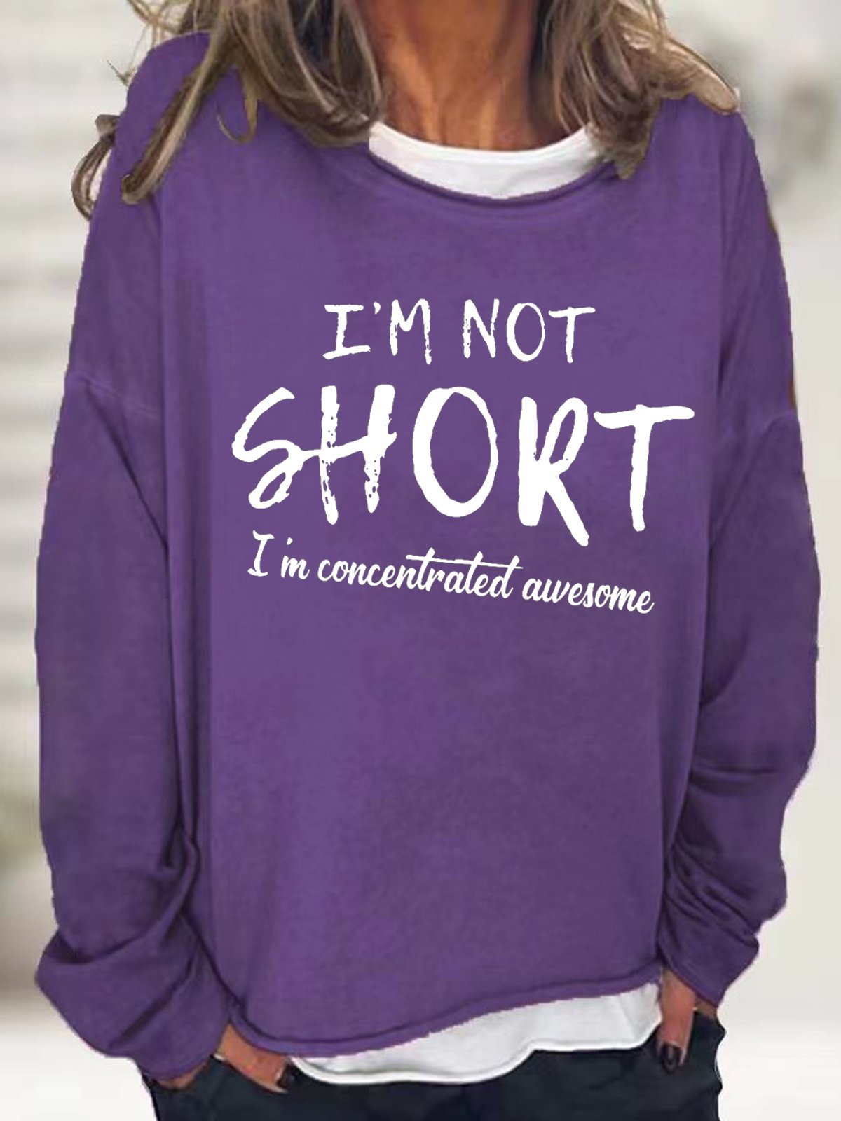 Damen Lustig I'm Nicht Kurz I'm Konzentriert GENIAL  Einfach Textbriefe Sweatshirt