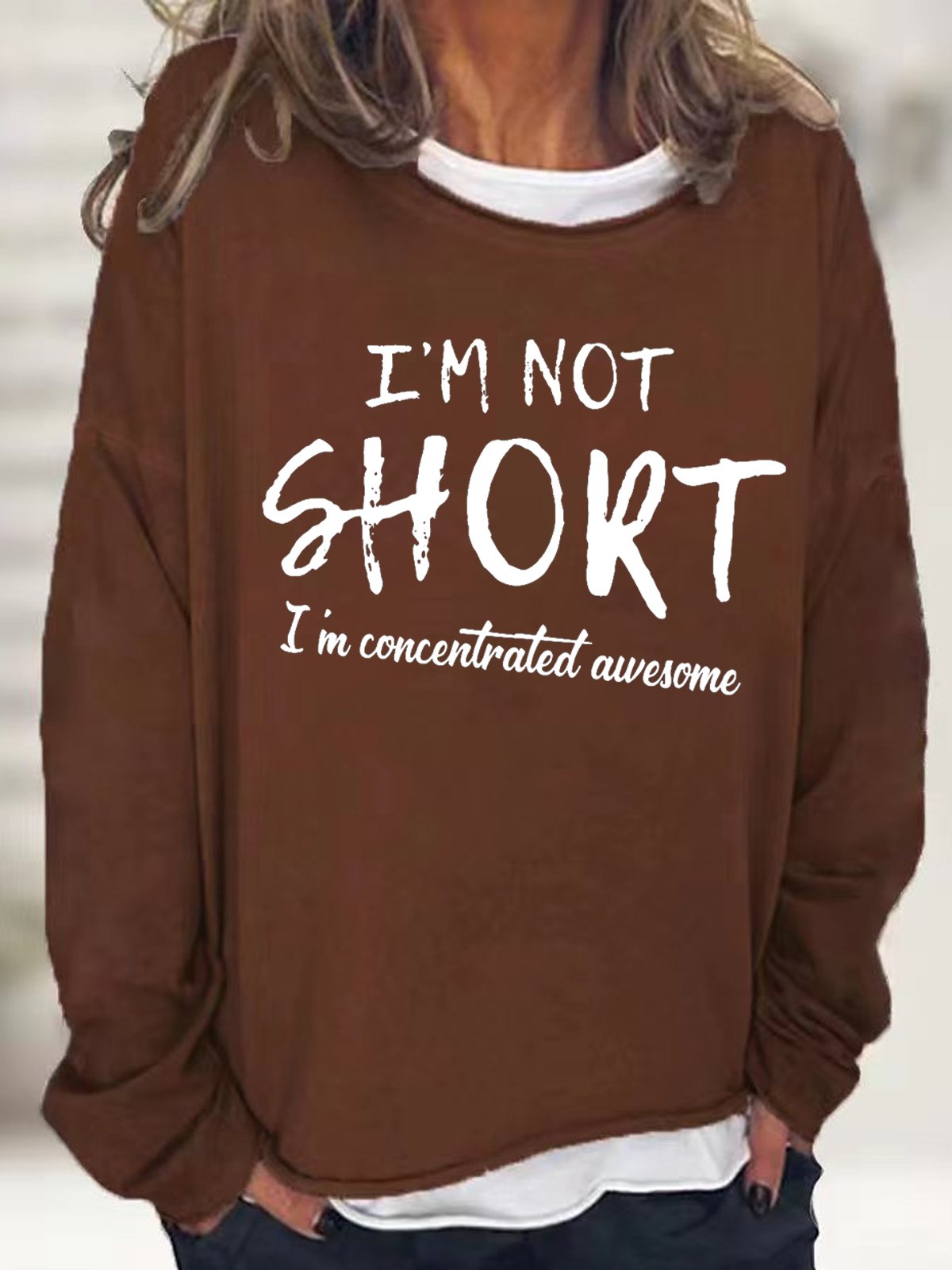 Damen Lustig I'm Nicht Kurz I'm Konzentriert GENIAL  Einfach Textbriefe Sweatshirt