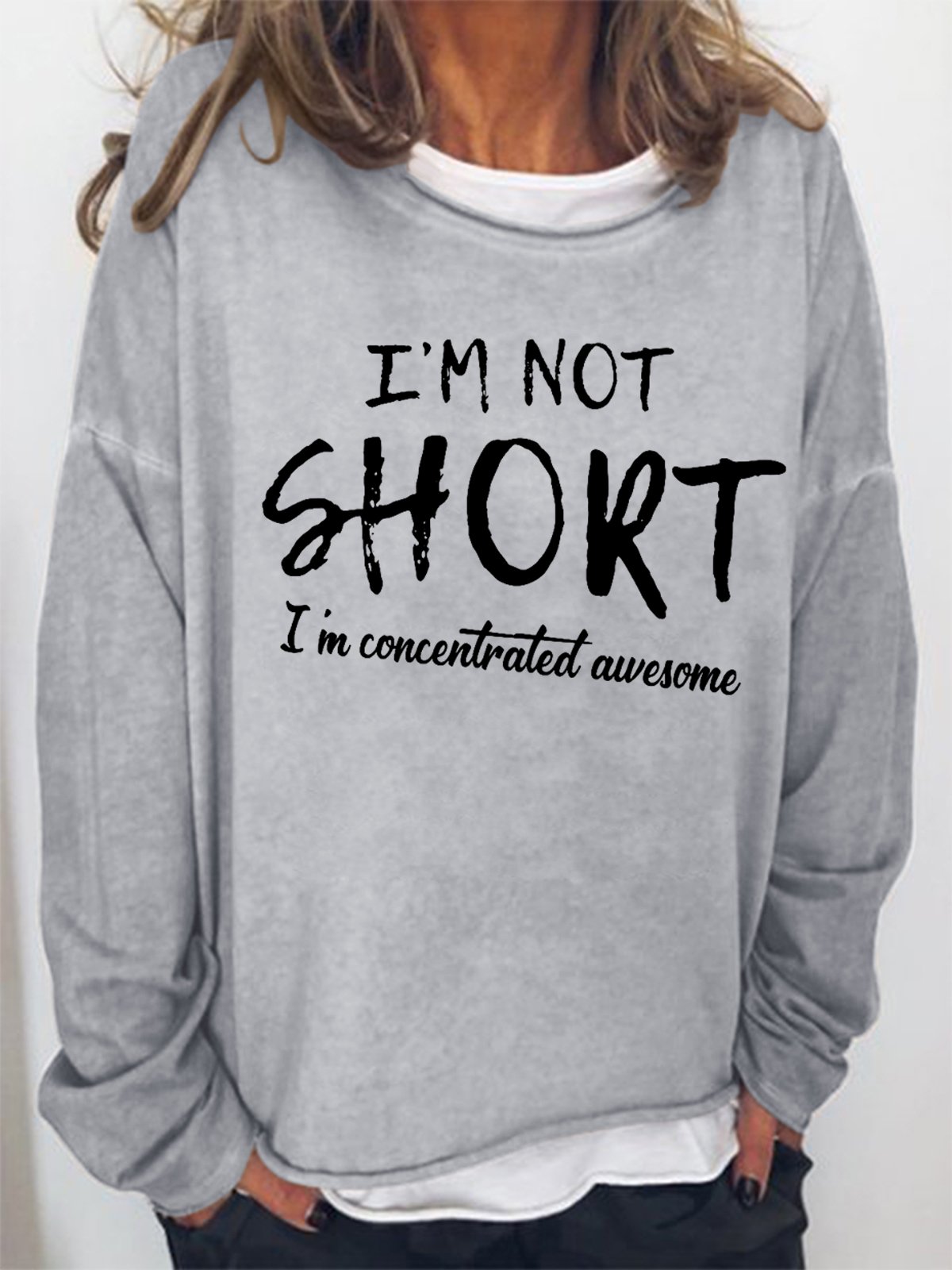 Damen Lustig I'm Nicht Kurz I'm Konzentriert GENIAL  Einfach Textbriefe Sweatshirt