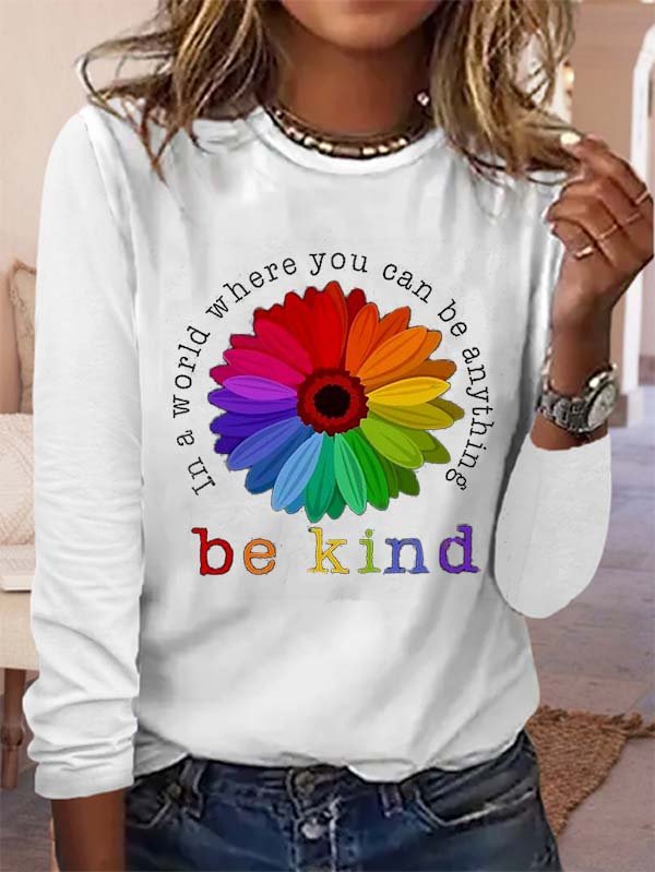 Sonnenblume Rundhals Weit T-Bluse