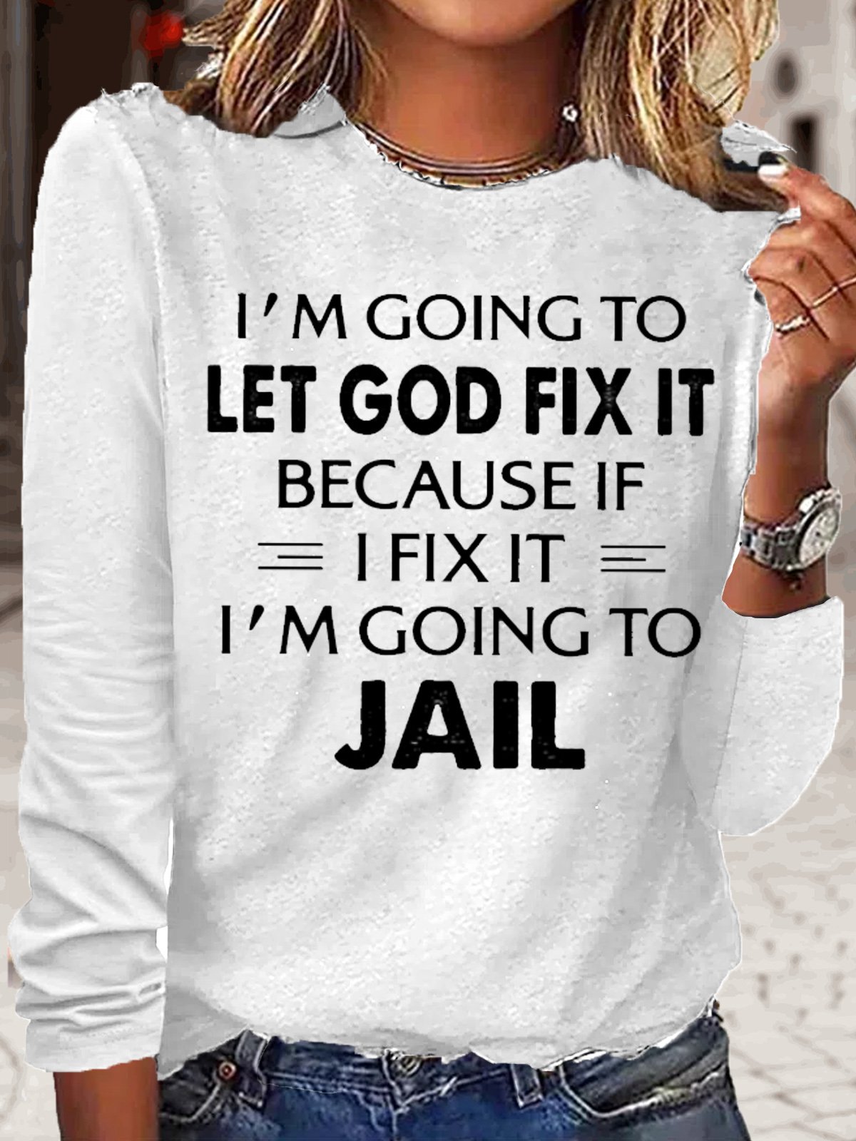 Damen I'm gehen zu Lassen Gott Fix Es Rundhals Lässig Oberteile