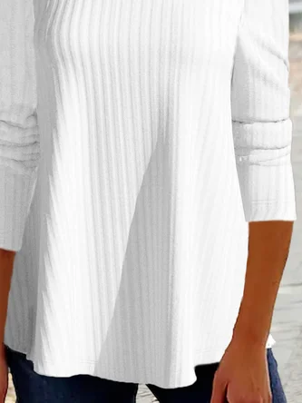 Weit Langarm Unifarben Tunika T-Shirt