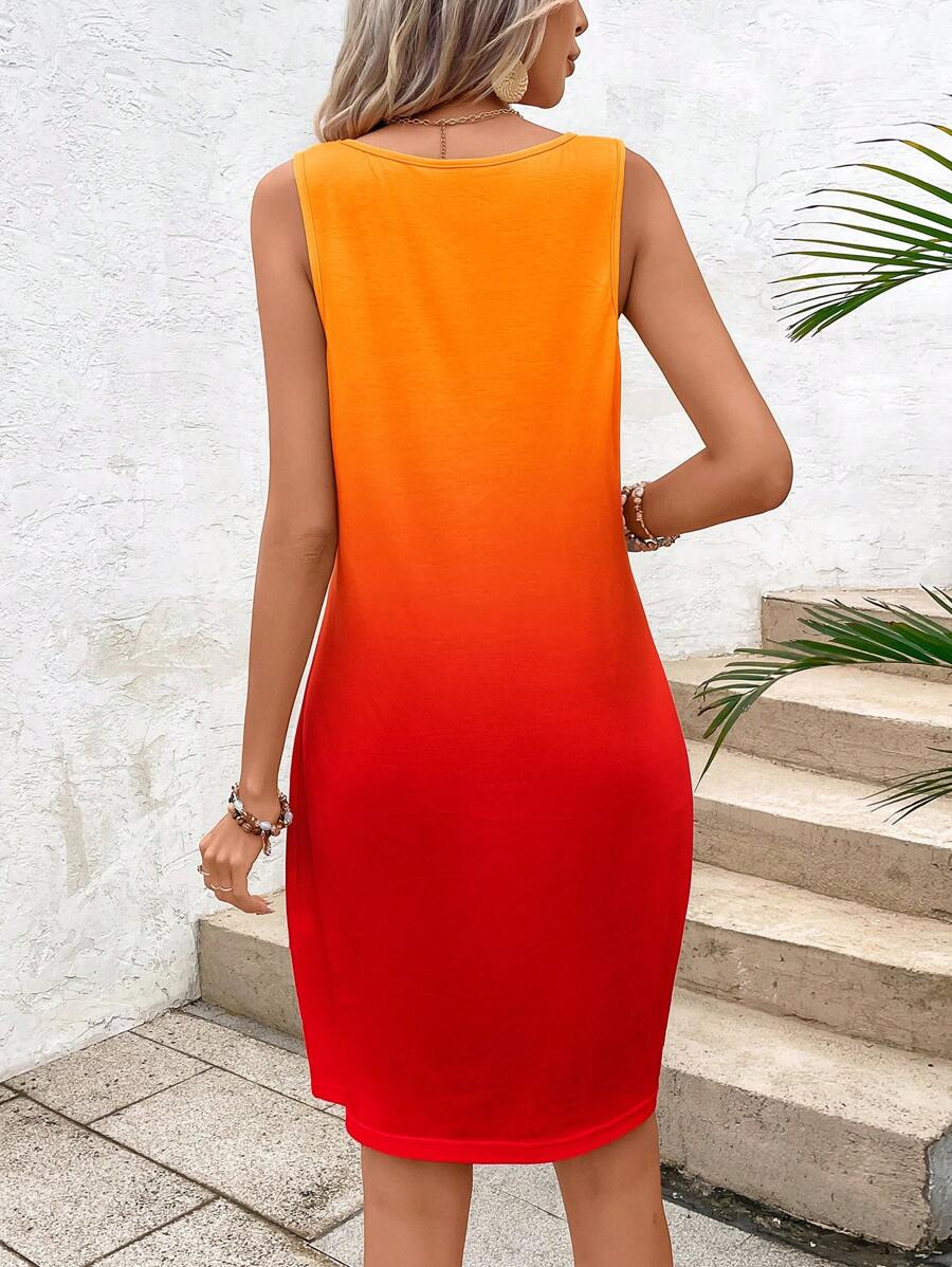 Farbverlauf Weit Urlaub Kleid