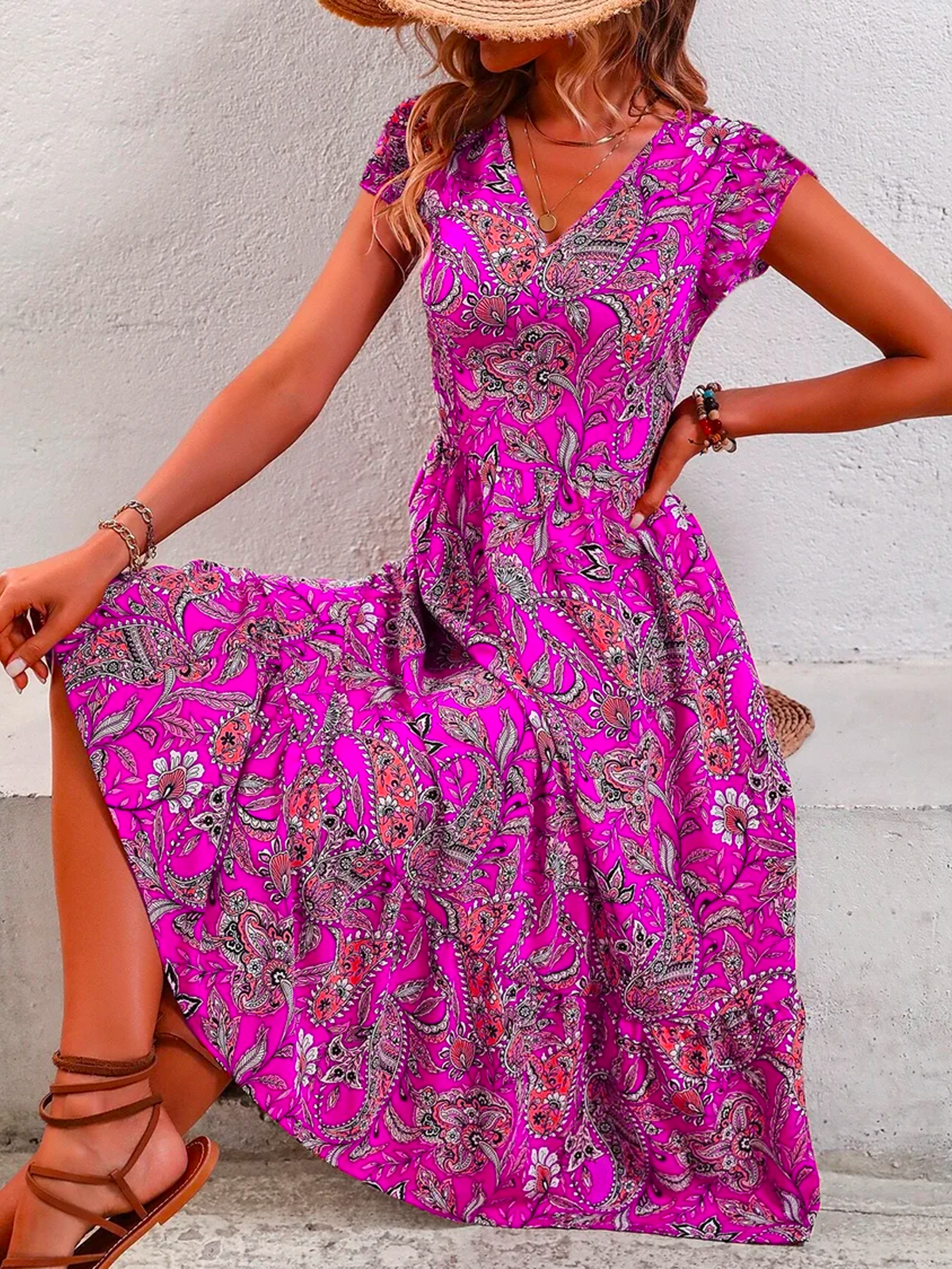 Urlaub Paisley Print Kleid