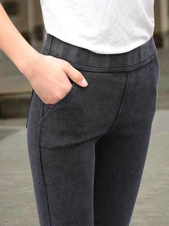 Unifarben Lässig Weit Hose