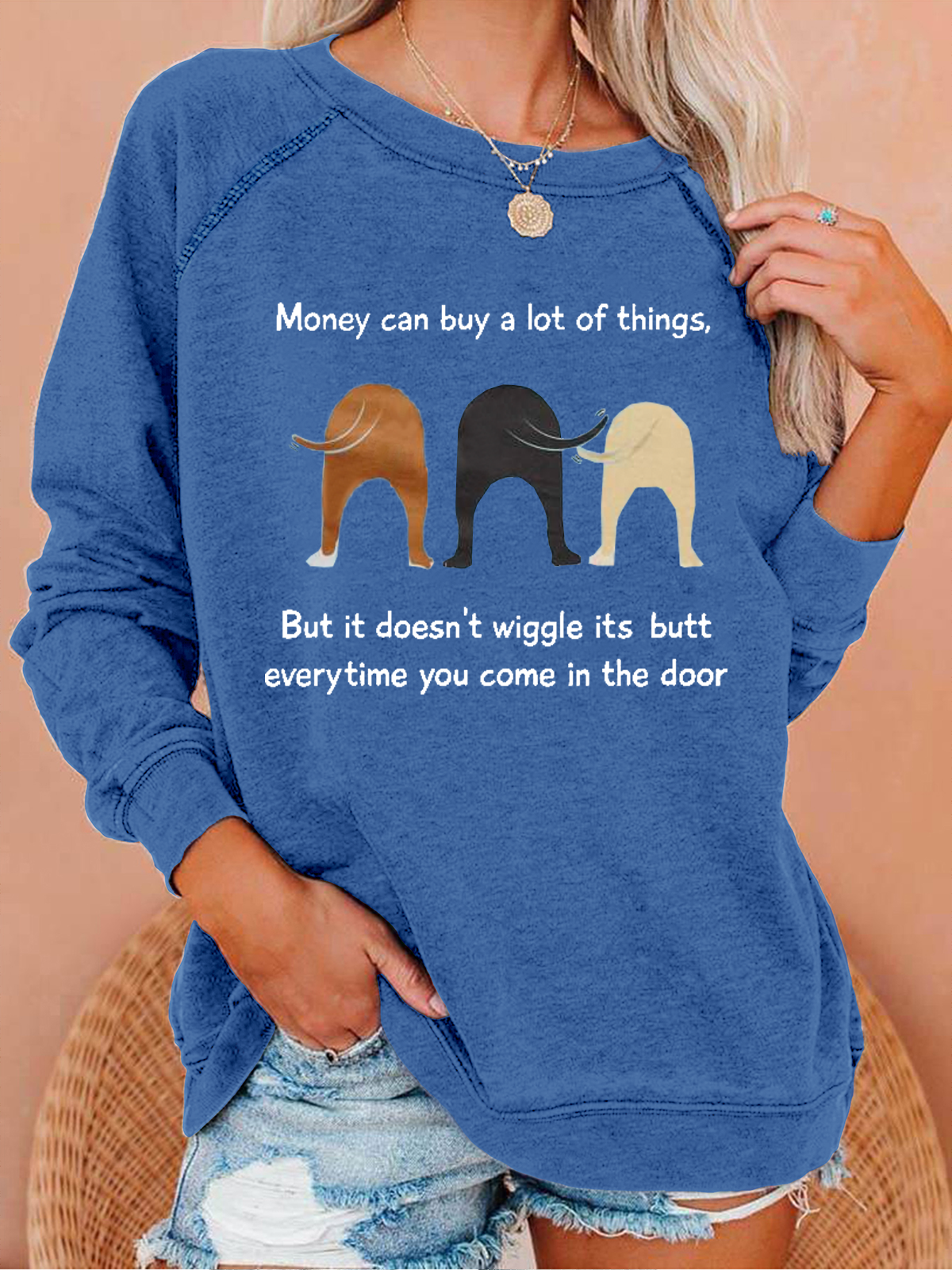 Damen Lustig Geld können Kaufen Sie A Menge der Dinge aber Es Tut es nicht Wackeln Rundhals Lässig Tier Sweatshirt