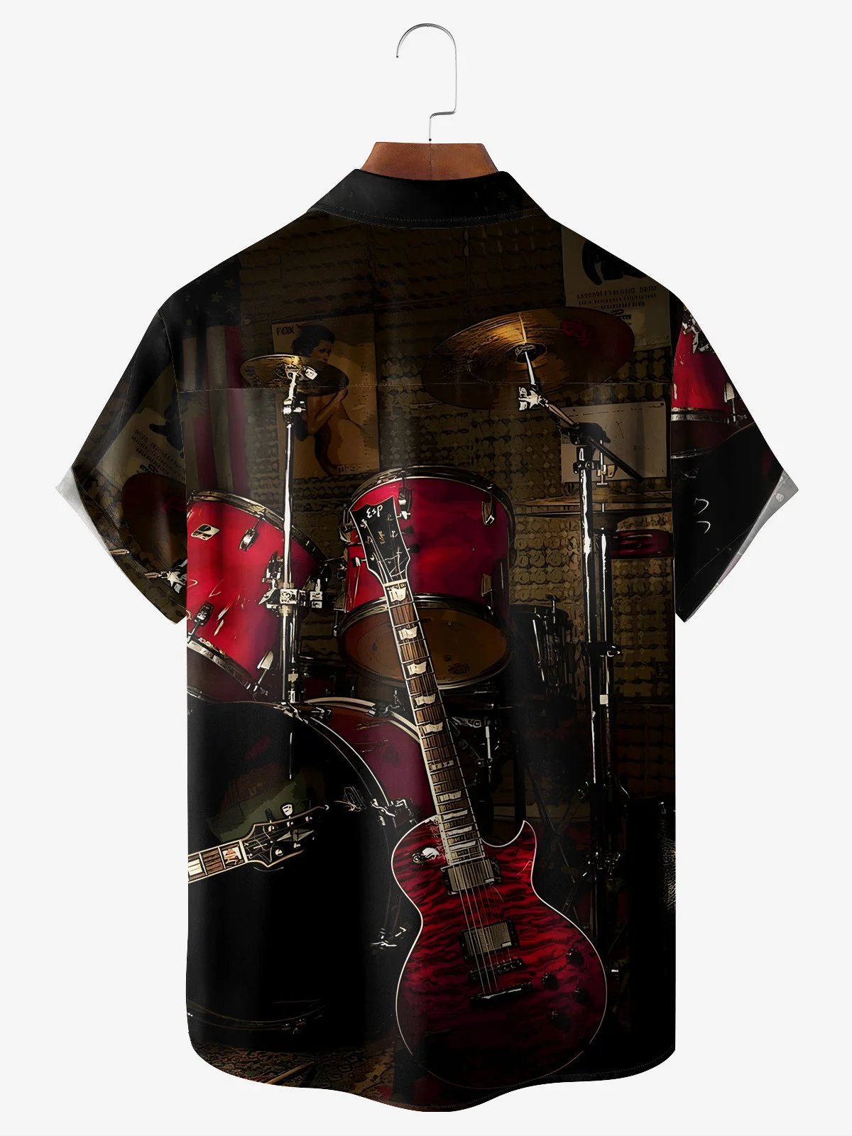 Musik- Gitarre Brusttasche Kurzarm Lässig Bluse