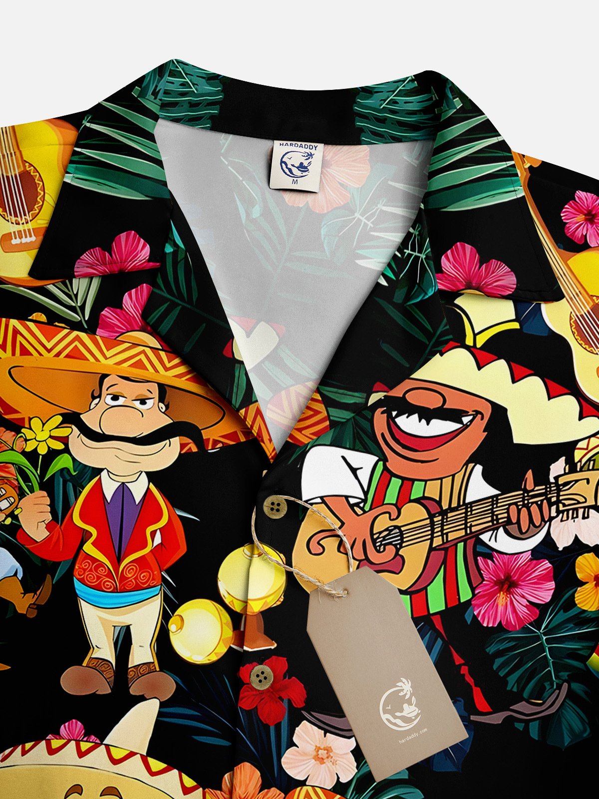 Mexikaner Kultur Sombrero Gitarre Bier Kurzarm Aloha Bluse