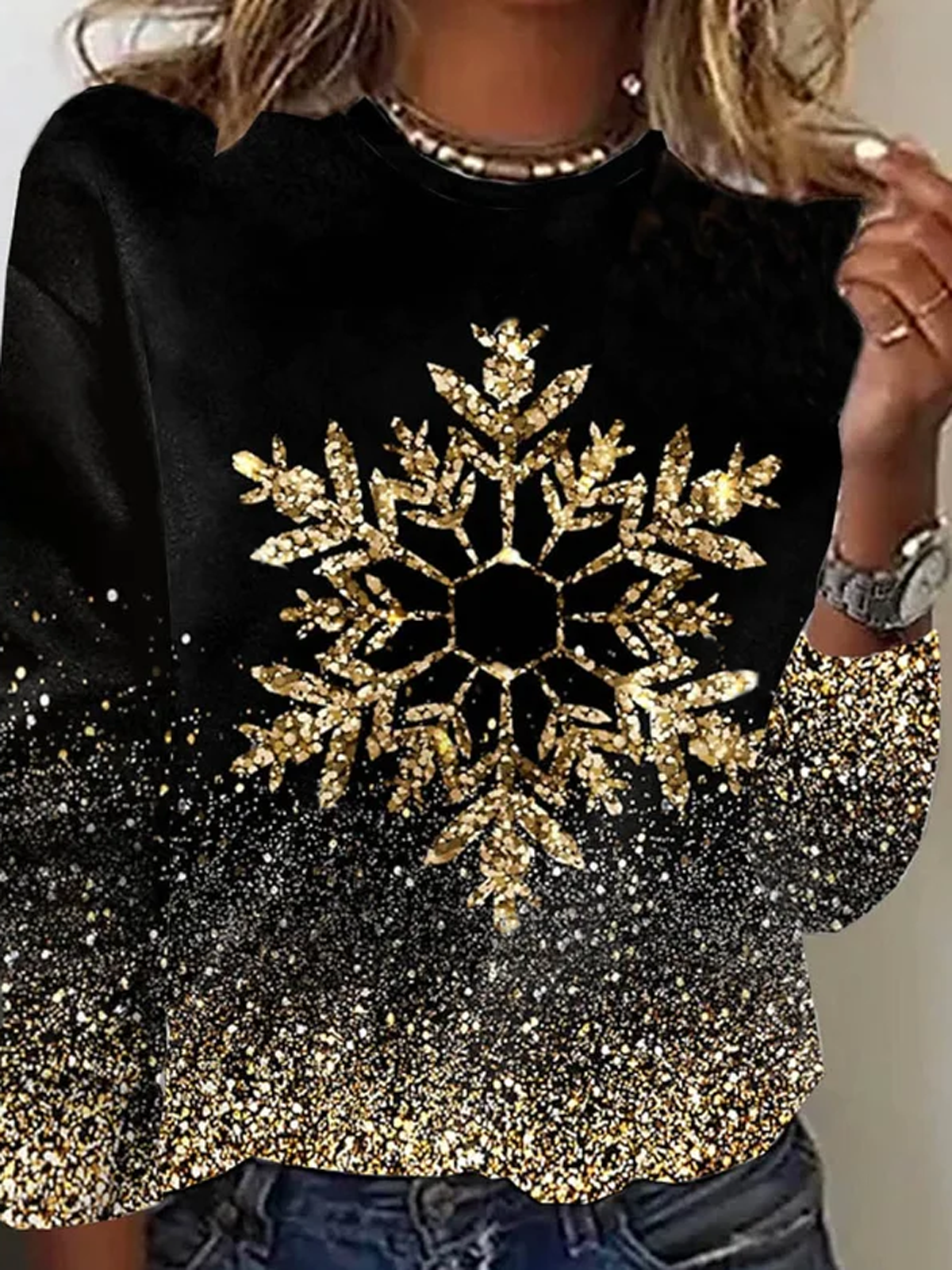 Lässig Weit Rundhals Weihnachten T-Shirt