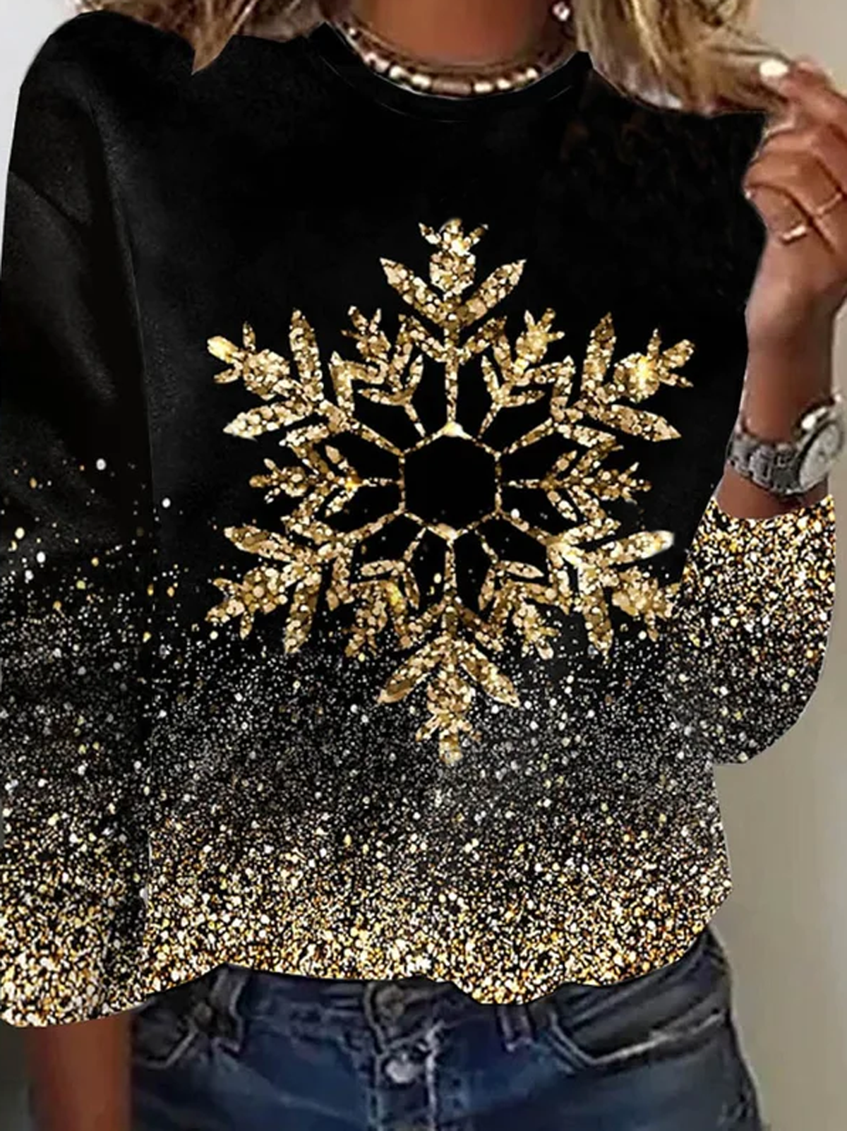 Lässig Weit Rundhals Weihnachten T-Shirt