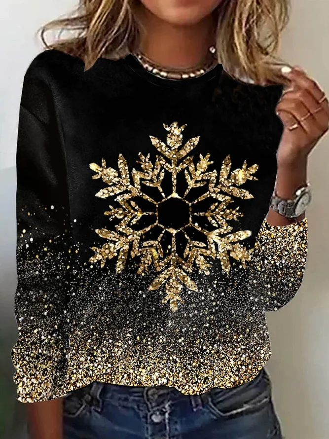 Lässig Weit Rundhals Weihnachten T-Shirt