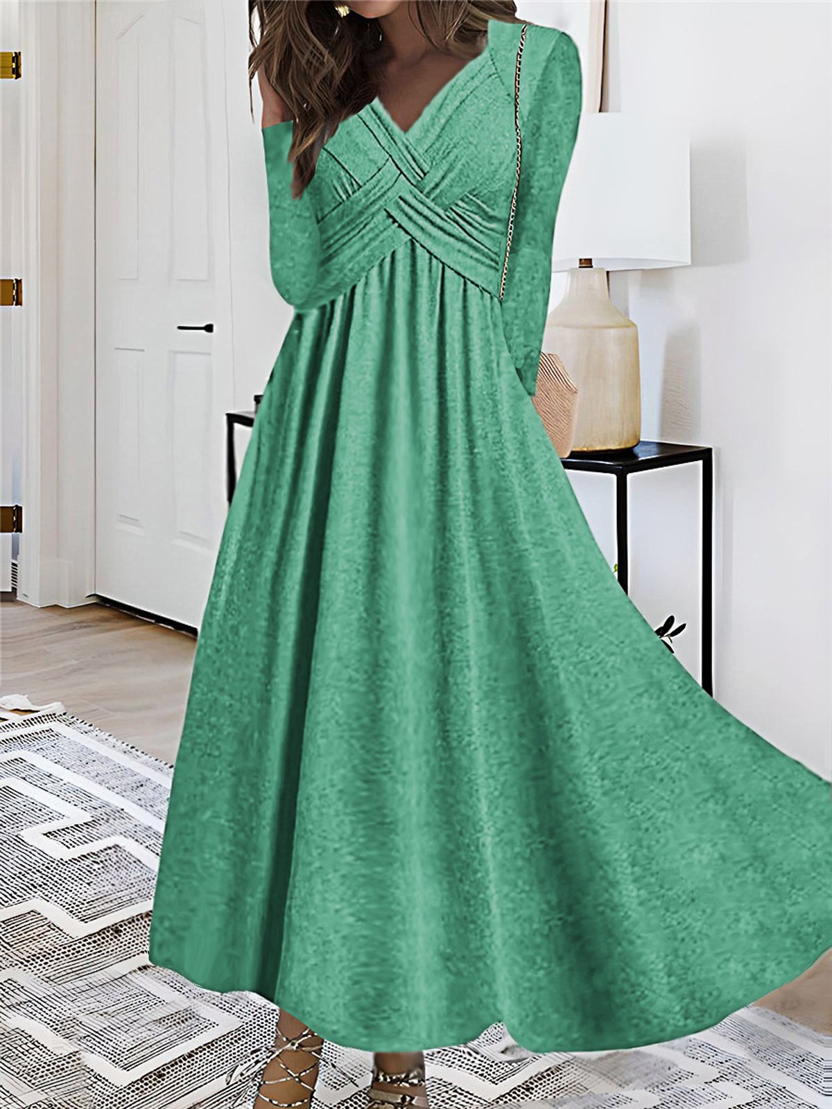 V-Ausschnitt Freizeitkleid Mit Nein