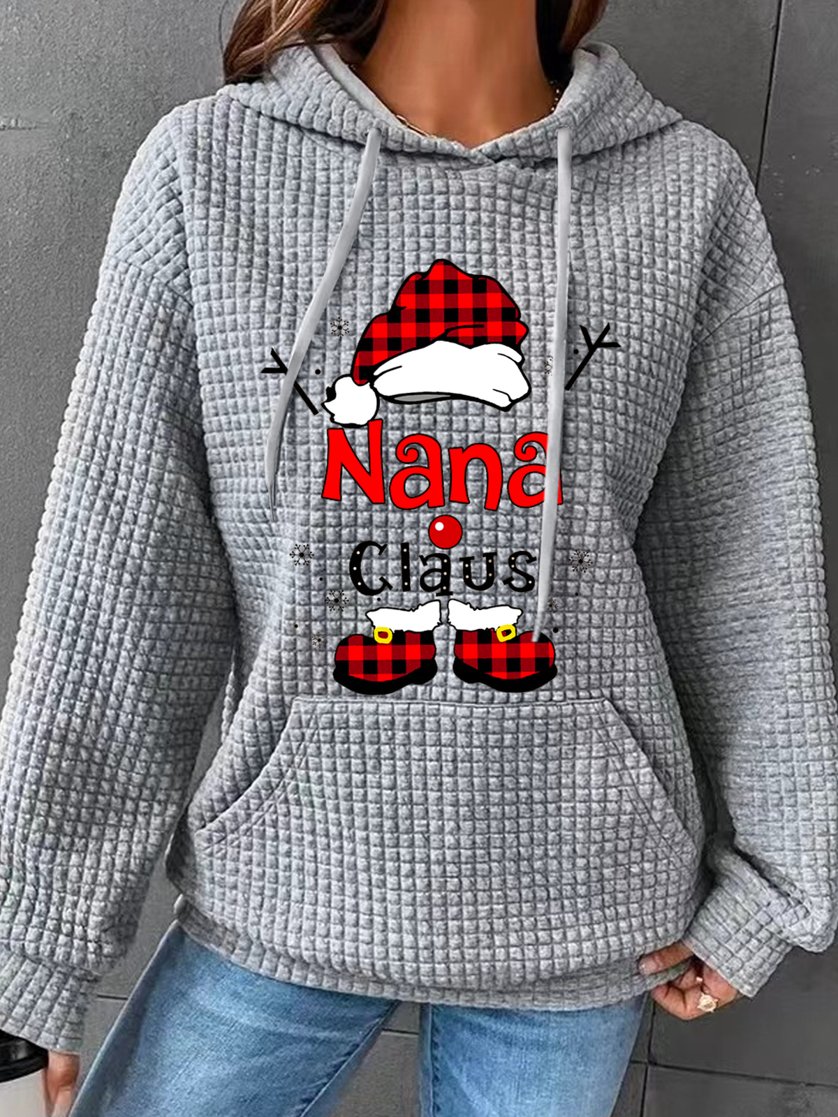 Weihnachten Oma klaus Schneeflocke Lässig Weihnachtsmann Weit Kapuze