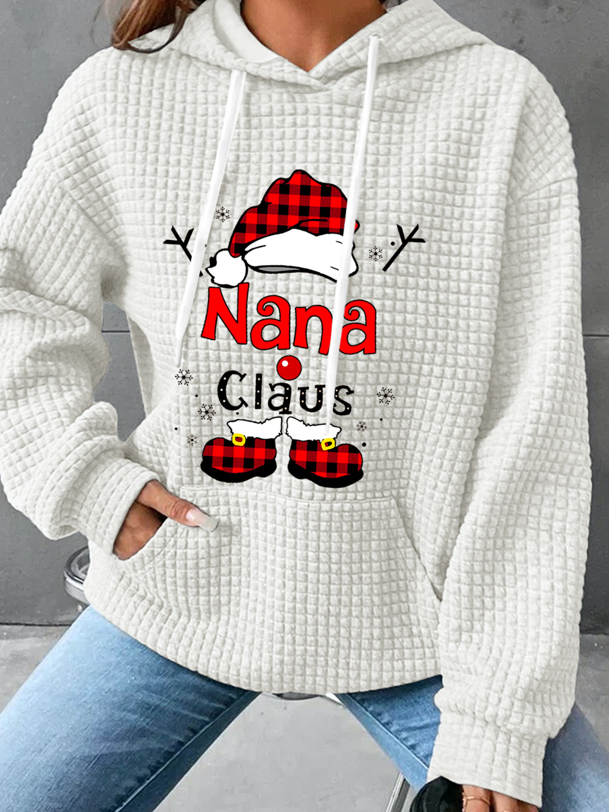 Weihnachten Oma klaus Schneeflocke Lässig Weihnachtsmann Weit Kapuze