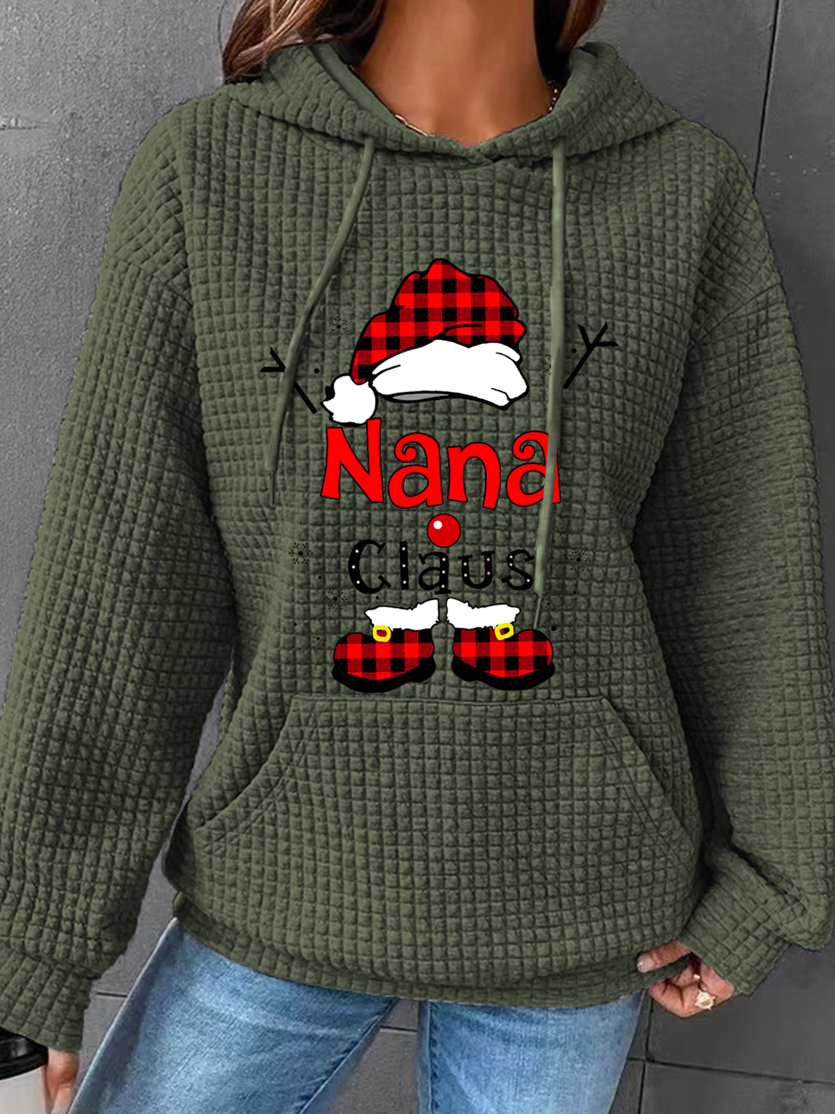Weihnachten Oma klaus Schneeflocke Lässig Weihnachtsmann Weit Kapuze