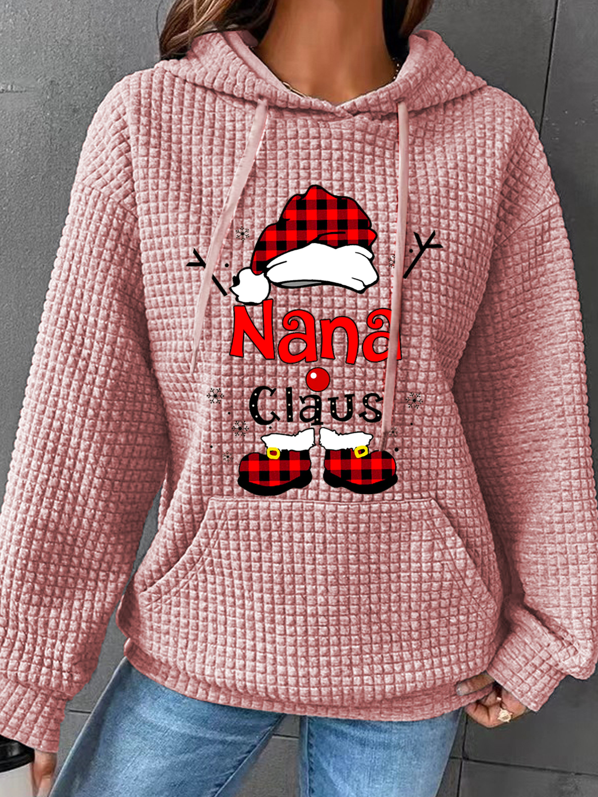 Weihnachten Oma klaus Schneeflocke Lässig Weihnachtsmann Weit Kapuze