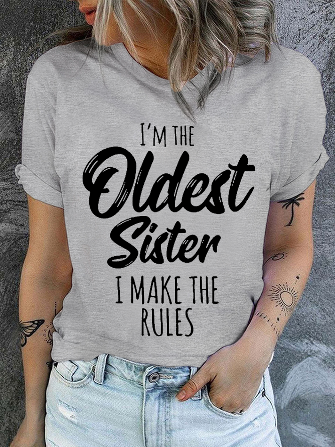 Damen Lustig Schwester Geschenk alt Schwester Lässig Baumwolle T-Shirt