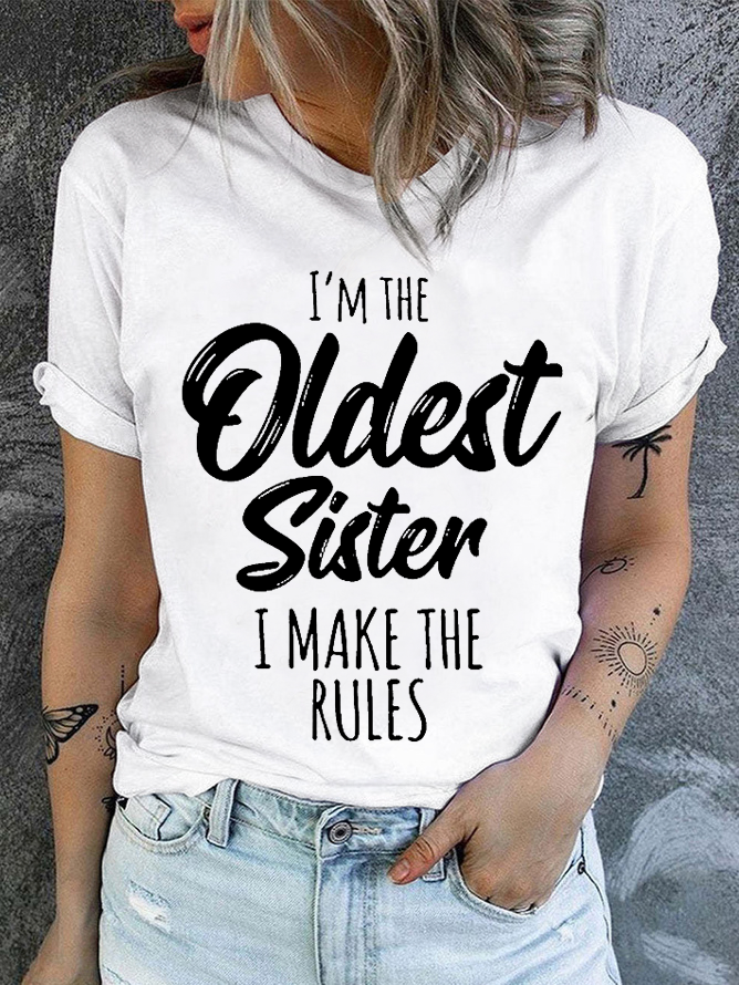 Damen Lustig Schwester Geschenk alt Schwester Lässig Baumwolle T-Shirt