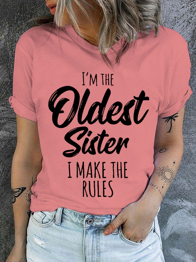 Damen Lustig Schwester Geschenk alt Schwester Lässig Baumwolle T-Shirt