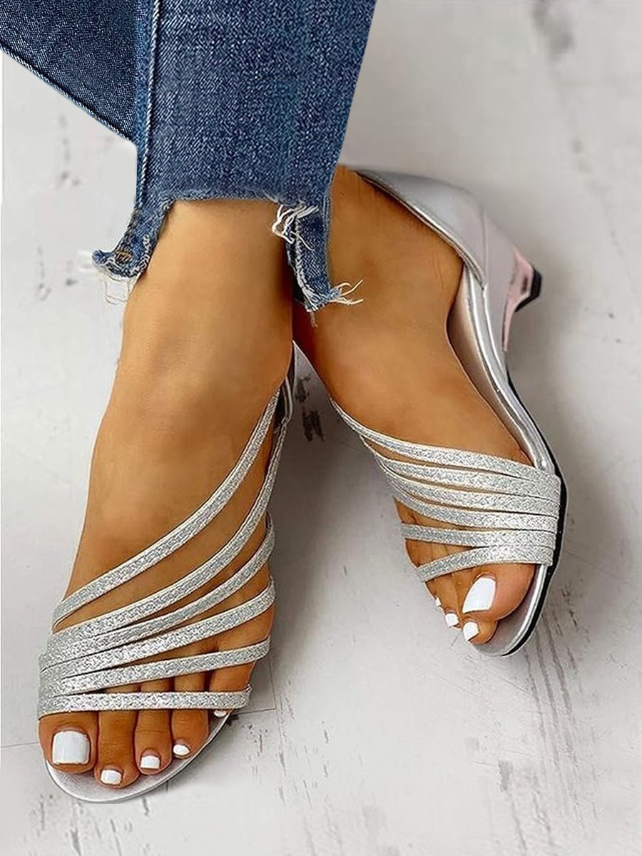 Unifarben PU Elegant Riemchensandalen