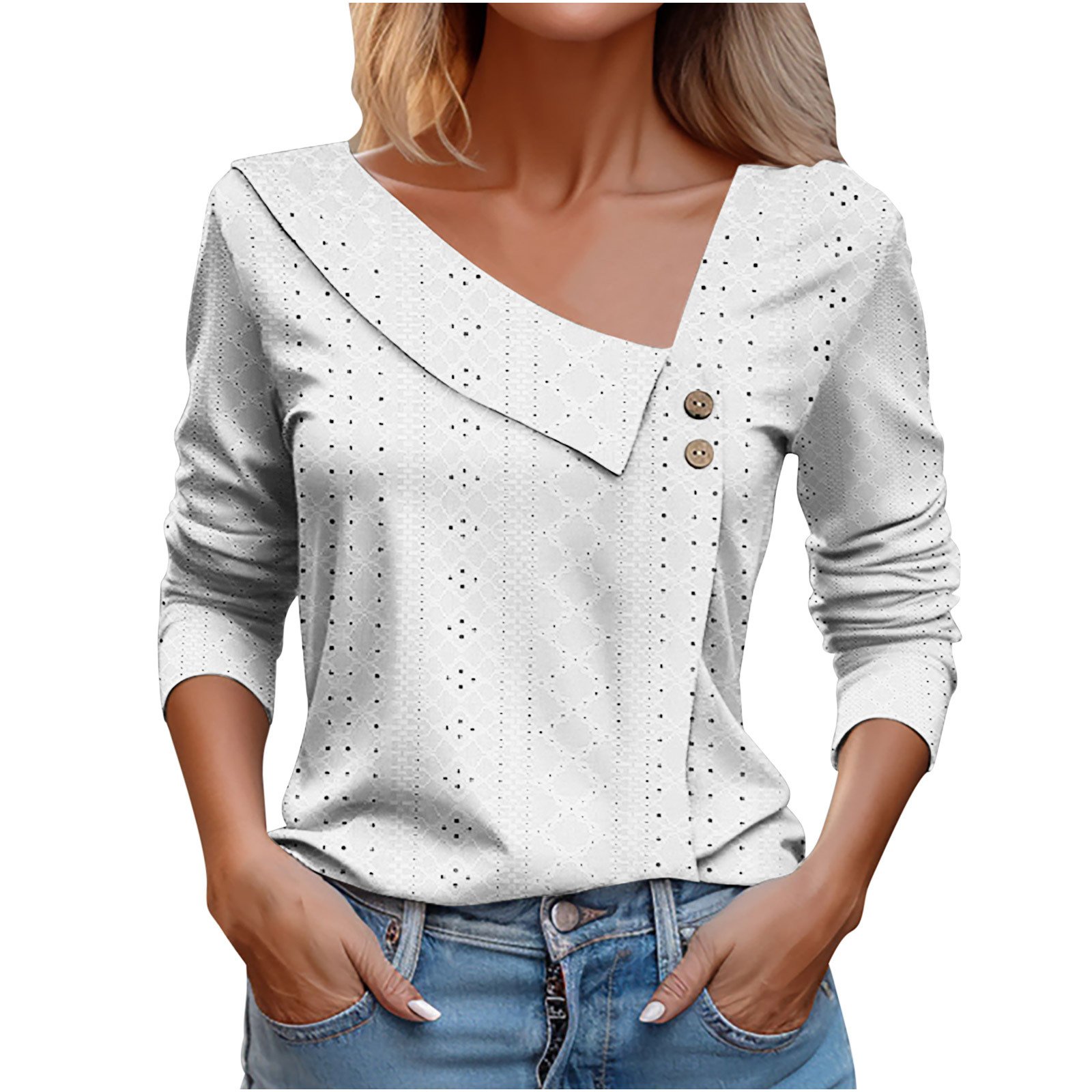 Schnalle Asymmetrisch Lässig Unifarben T-Shirt
