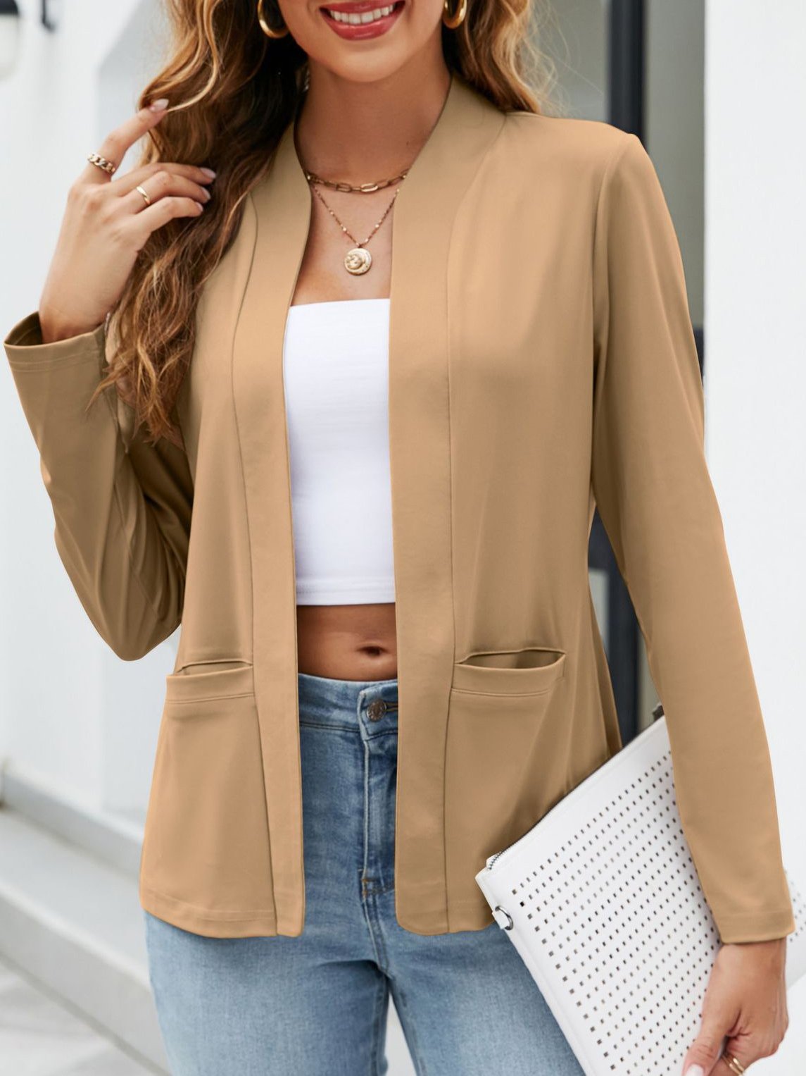 Weit Tasche Patchwork Lässig Jacke
